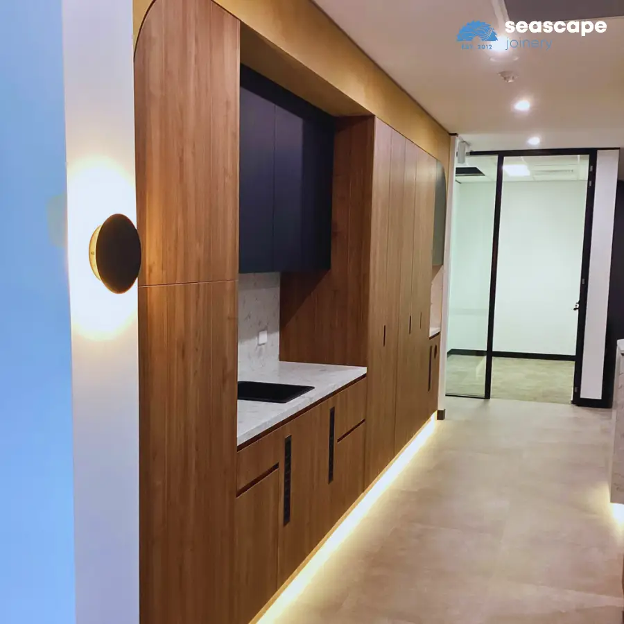 Custom cabinetry with integrated sink