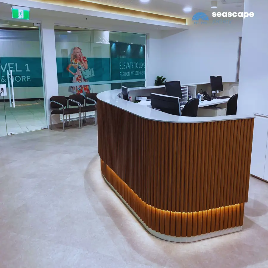 Curved reception counter with integrated LED